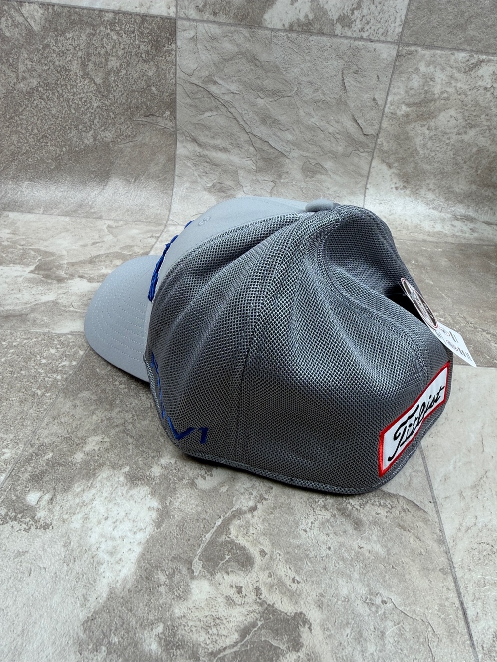 Titleist Tour Sports Mesh Grey Blue Fitted Golf Hat L/XL - Picture 3 of 5